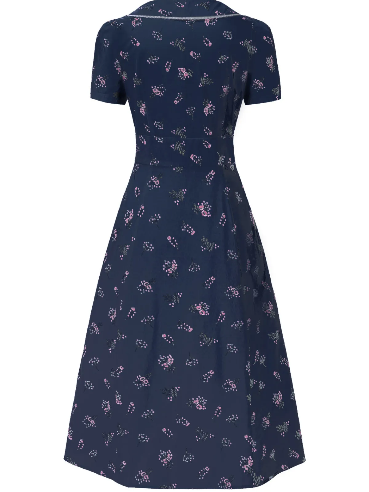 Hot Retro Stage Pure Cotton Beige 1940s Puff Sleeves Floral Dress
