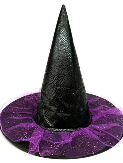Outlet Retro Stage Purple Pointed Halloween Leather Witch Hat