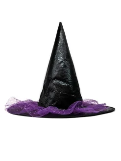 Outlet Retro Stage Purple Pointed Halloween Leather Witch Hat