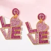Sale Retro Stage Purple Rhinestone LOVE Letters Dangle Earrings