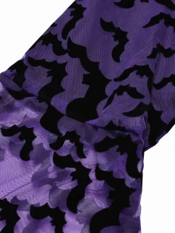 Fashion Retro Stage 1960s Bats Mesh Bell Sleeves Dress Purple
