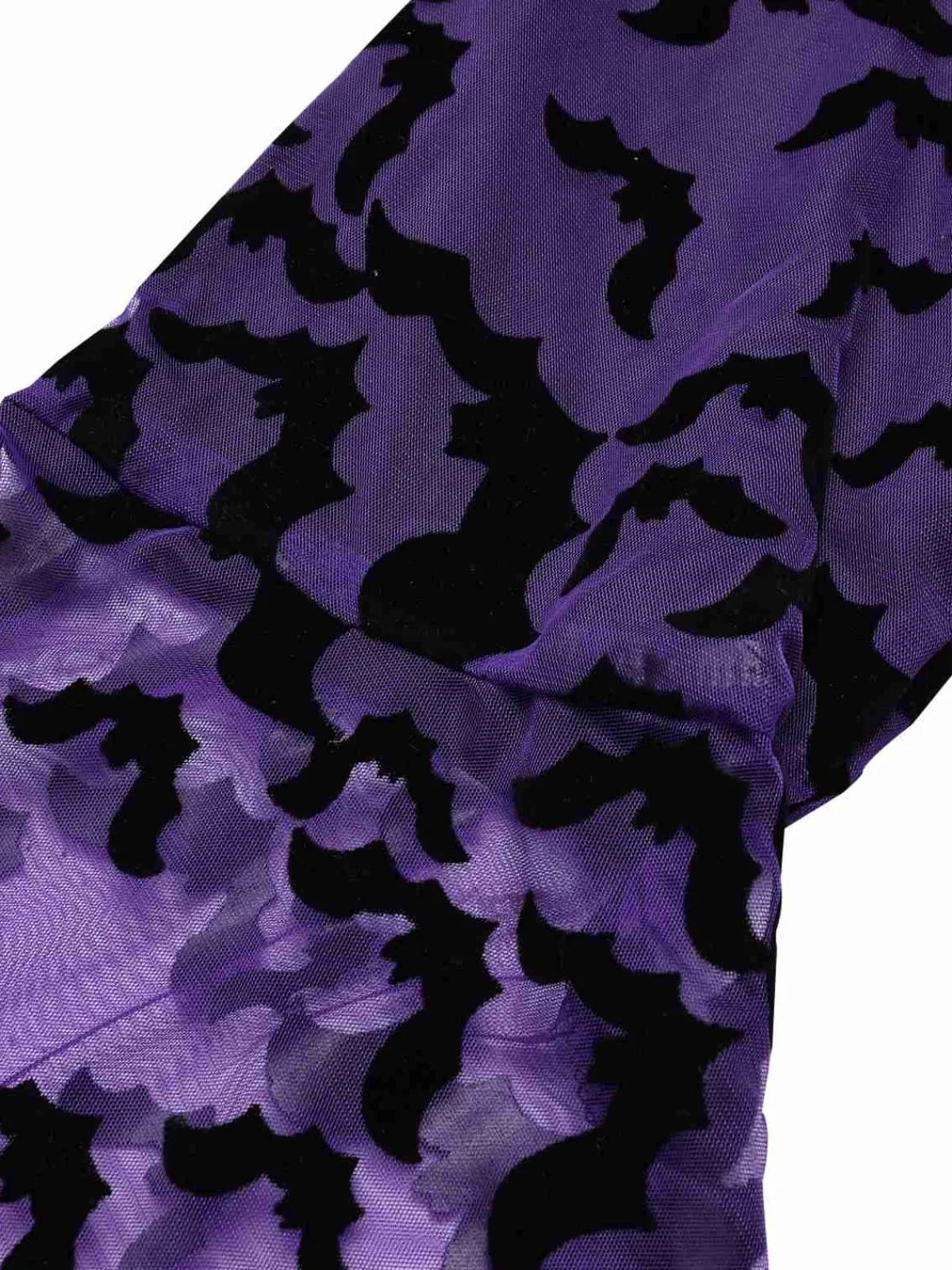 Fashion Retro Stage 1960s Bats Mesh Bell Sleeves Dress Purple