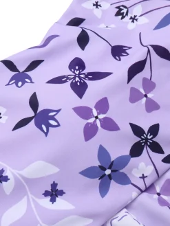 Outlet Retro Stage 1930s Floral Irregular Shoulder Straps Swimsuit Purple