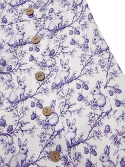 Hot Retro Stage Purple 1940s Floral V-Neck Added Button Dress