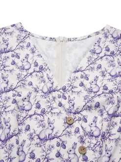 Hot Retro Stage Purple 1940s Floral V-Neck Added Button Dress