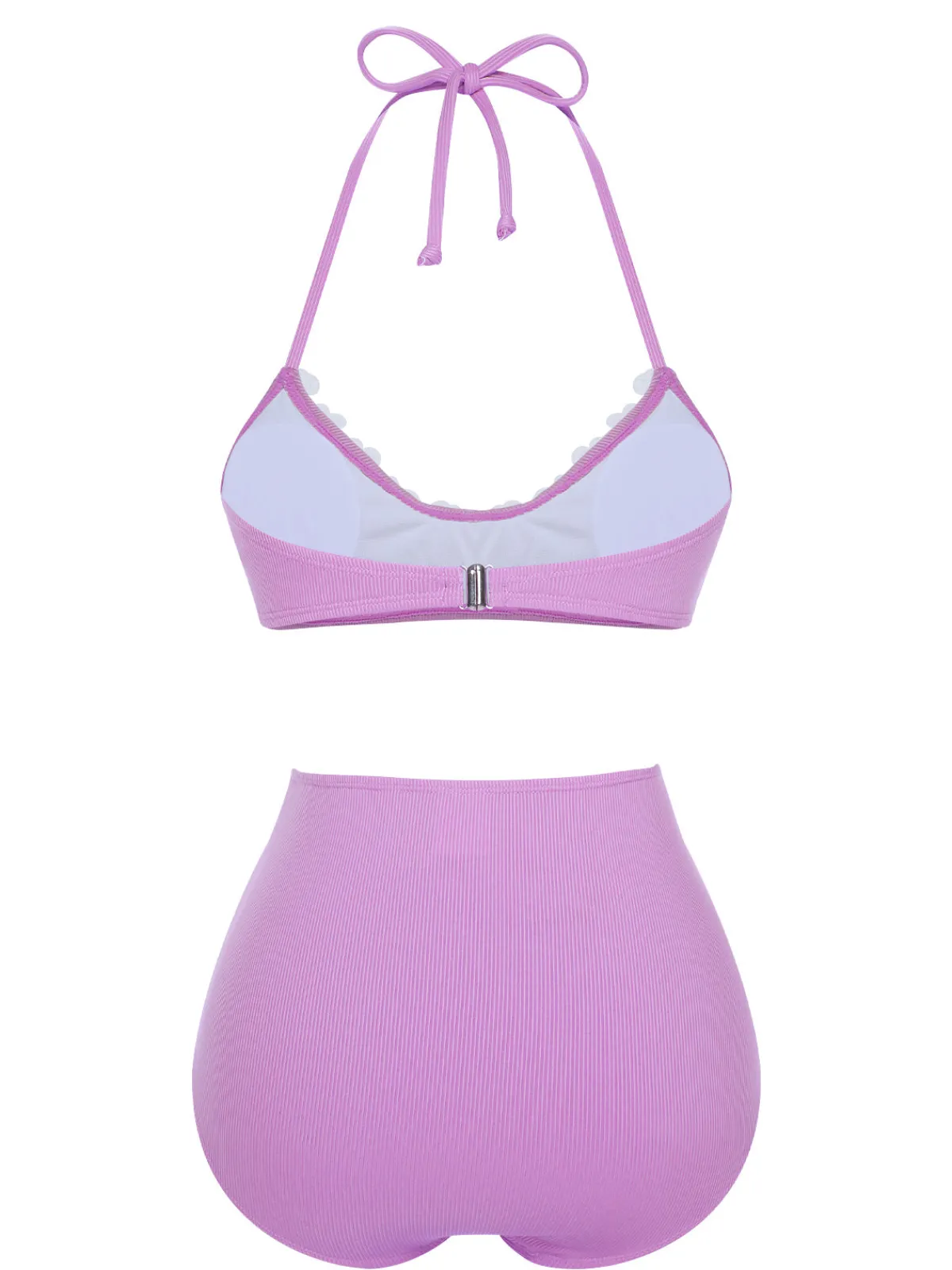 Clearance Retro Stage Purple 1960s Halter Knit Daisy Swimsuit