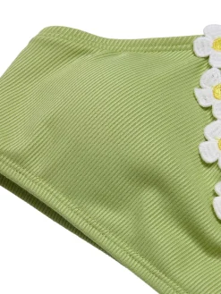 Clearance Retro Stage Purple 1960s Halter Knit Daisy Swimsuit