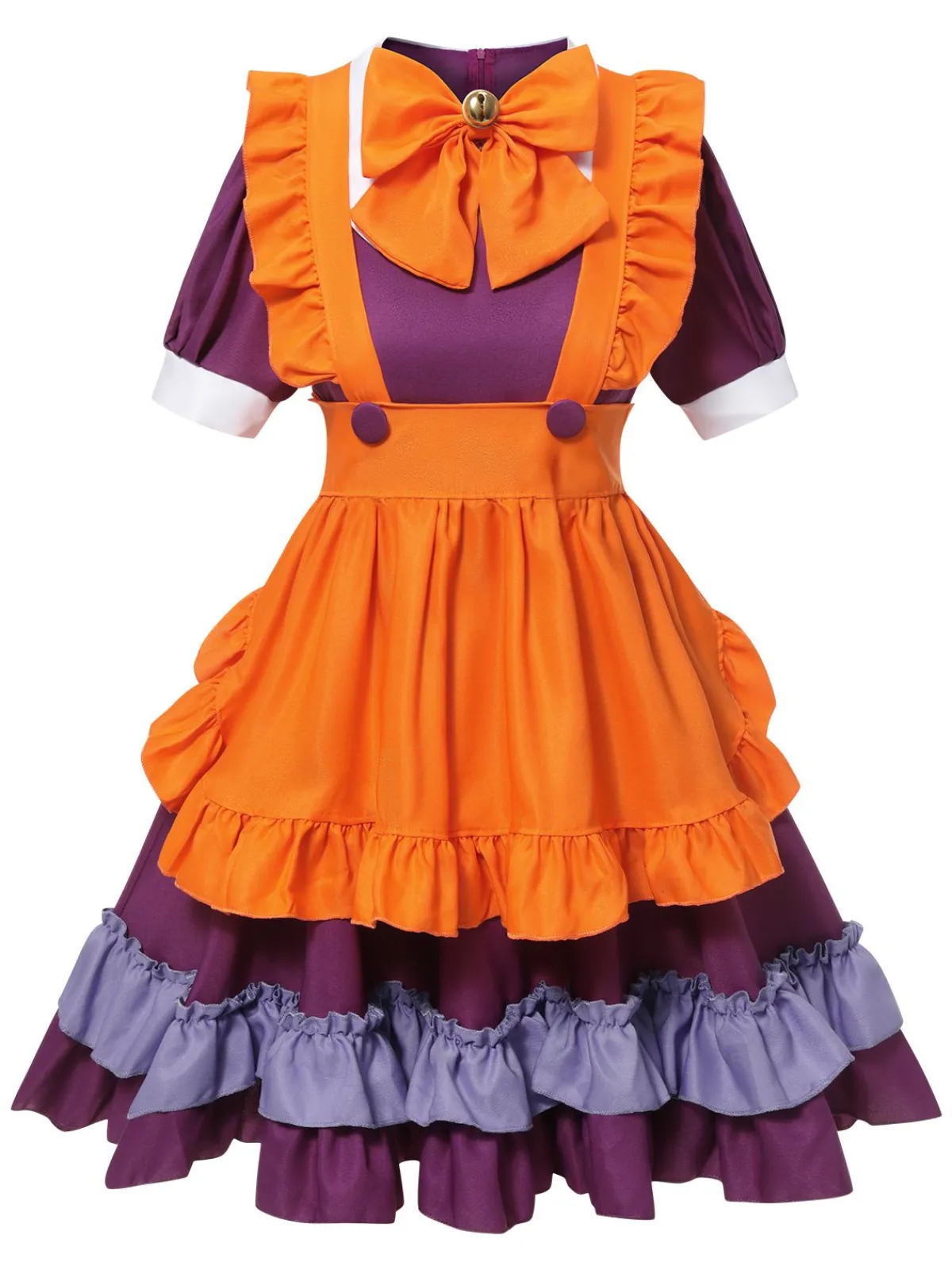 New Retro Stage 1950s Oktoberfest Bow Ruffled Hem Dress Purple