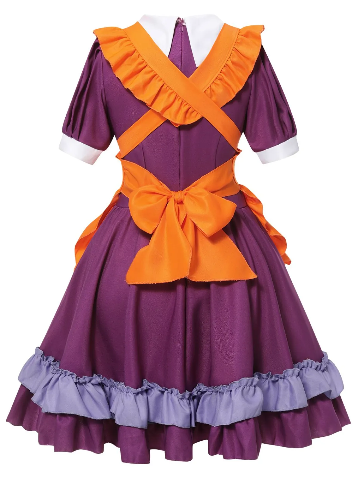 New Retro Stage 1950s Oktoberfest Bow Ruffled Hem Dress Purple