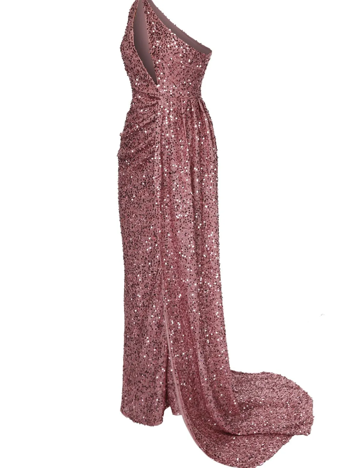 Online Retro Stage 1920s One-Shoulder Sequined Maxi Dress Purple