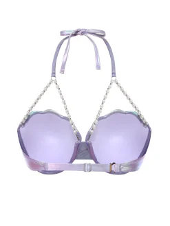 Outlet Retro Stage 1970s Shell Pearl Chain Swim Top Purple