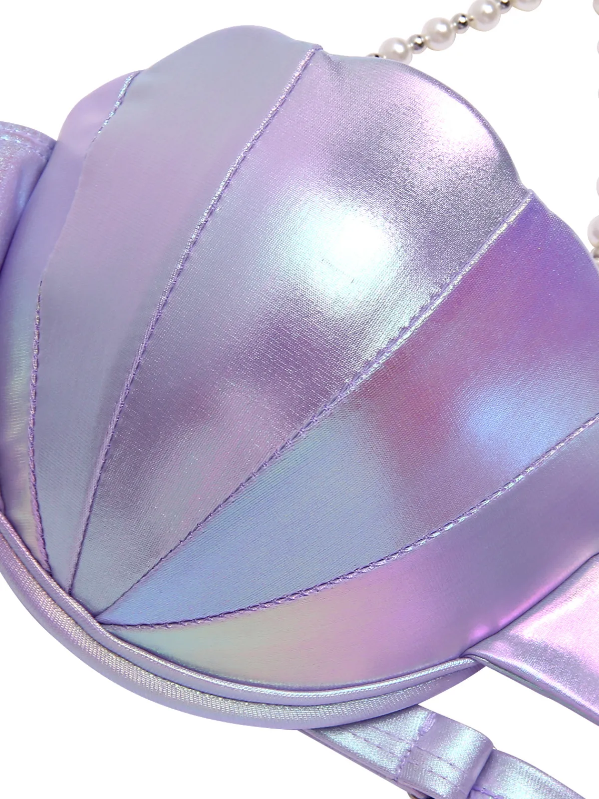 Outlet Retro Stage 1970s Shell Pearl Chain Swim Top Purple