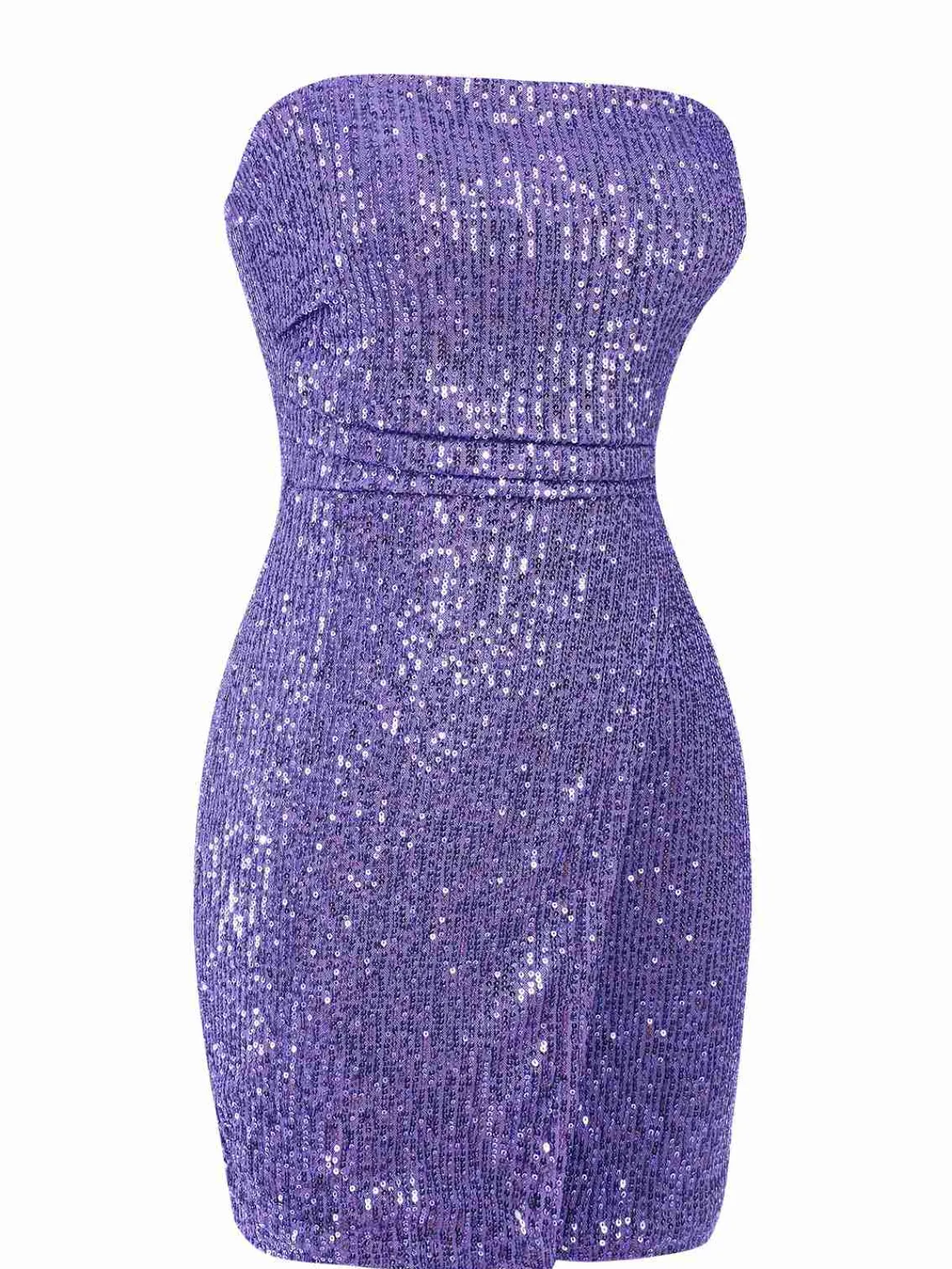 Fashion Retro Stage 1970s Solid Sequined Skinny Dress Purple