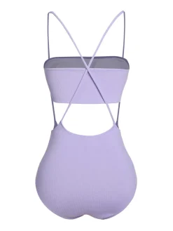 New Retro Stage 1950s Spaghetti Strap Bandeau Swimsuit Purple