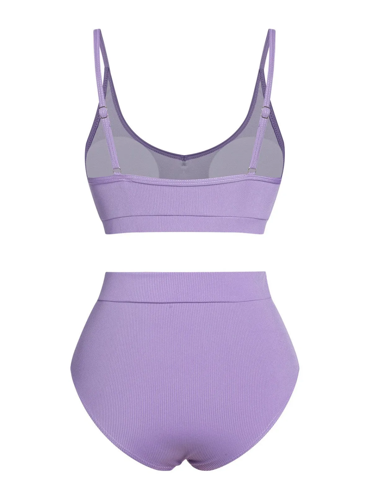 Sale Retro Stage 1950s Spaghetti Straps Solid Swimsuit Purple