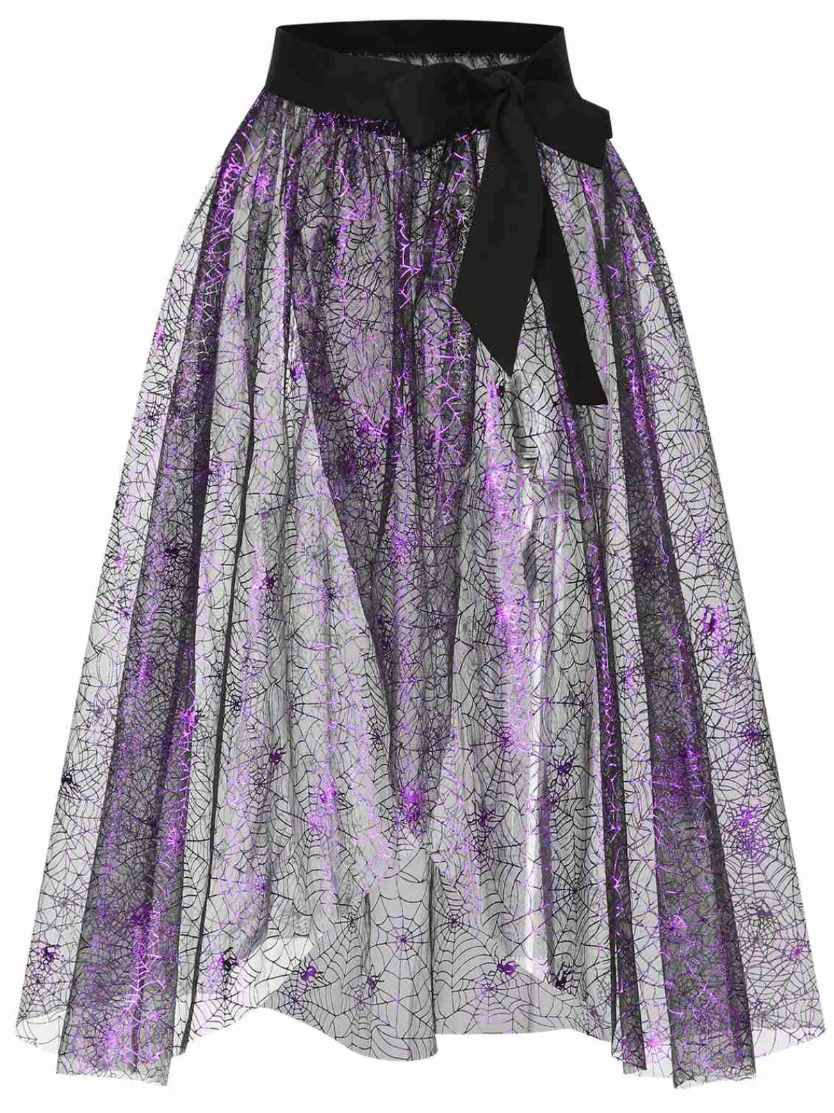 Clearance Retro Stage 1950s Spiderweb Mesh Skirted Cover-Up Purple