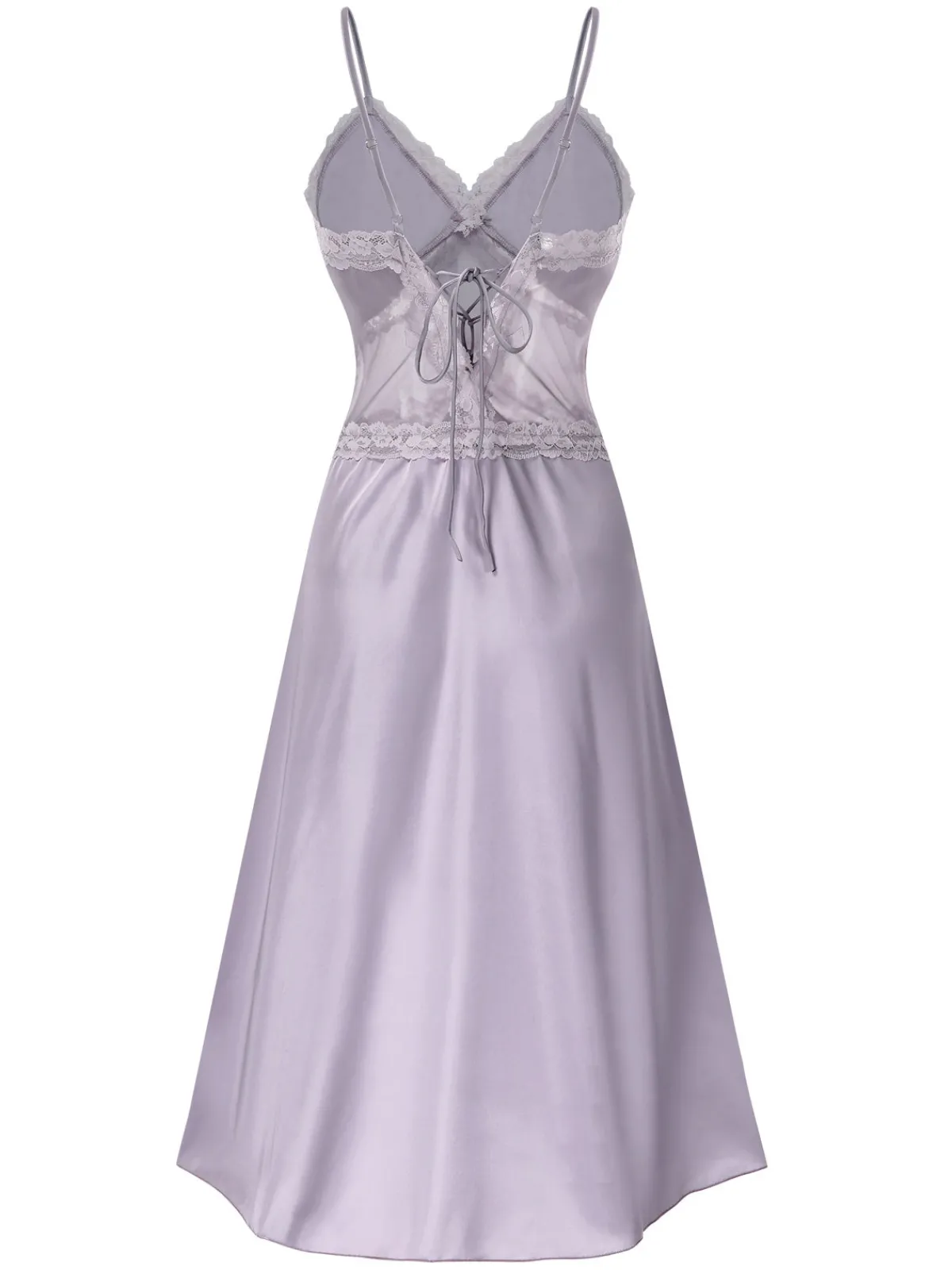 Clearance Retro Stage 1930s Straps Lace Patchwork Satin Nightgown Purple