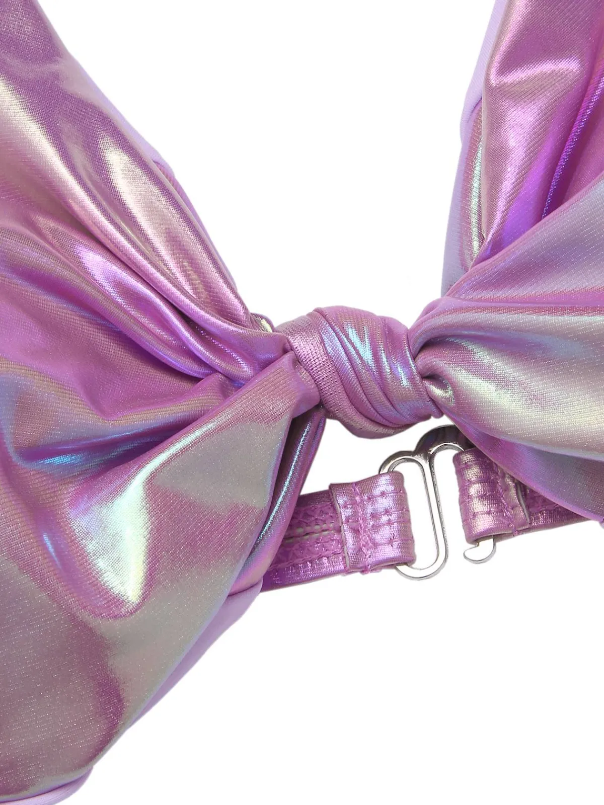 Hot Retro Stage 1970s Twist Glossy Bikini Set Purple