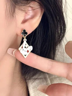 Discount Retro Stage Rabbit Magic Hat Contrast Earrings