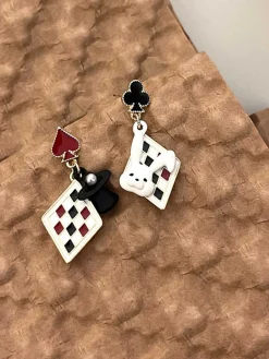Discount Retro Stage Rabbit Magic Hat Contrast Earrings