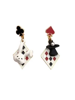 Discount Retro Stage Rabbit Magic Hat Contrast Earrings