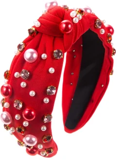 Fashion Retro Stage Radiant Pearl Gem-Studded Knotted Headband