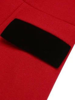Outlet Retro Stage 1950s Lapel Button Pocket Coat Red & Black