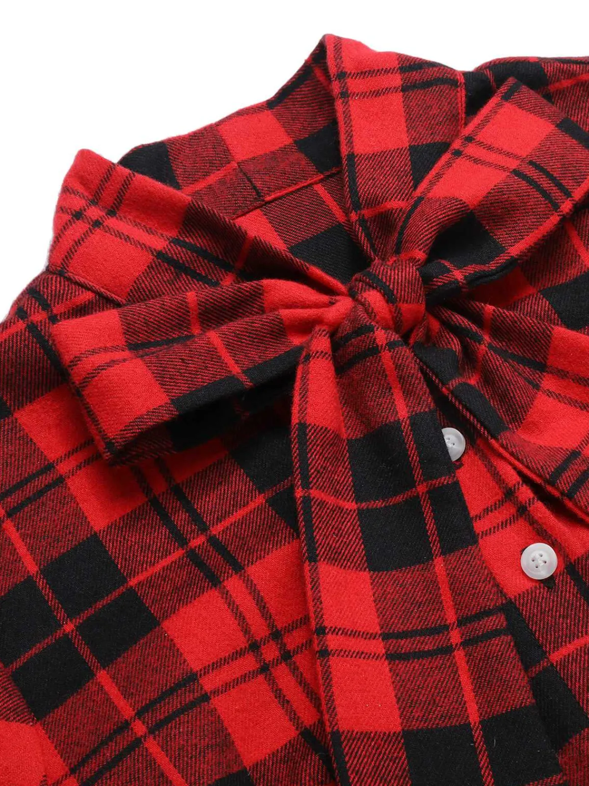 Clearance Retro Stage 1960s Plaid Bow Collar Pencil Dress Red & Black