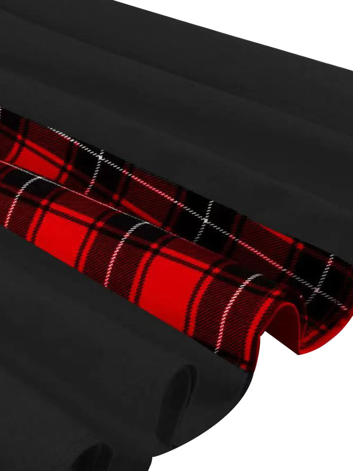 Fashion Retro Stage Red & Black 1950s Plaid V-Neck Dress