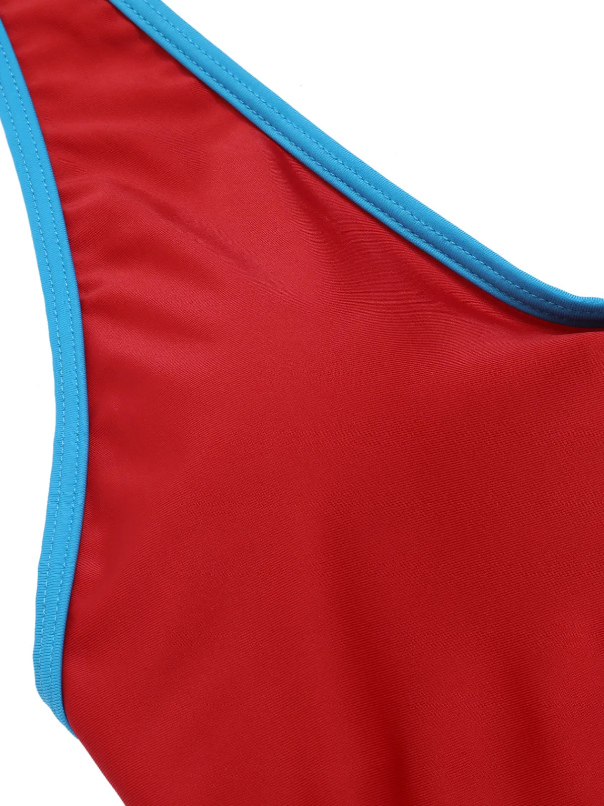 Hot Retro Stage 1930s Solid Patchwork Swimsuit Set Red & Blue