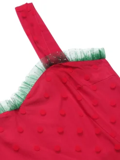 Outlet Retro Stage 1950s Christmas Polka Dots Dress Red & Green