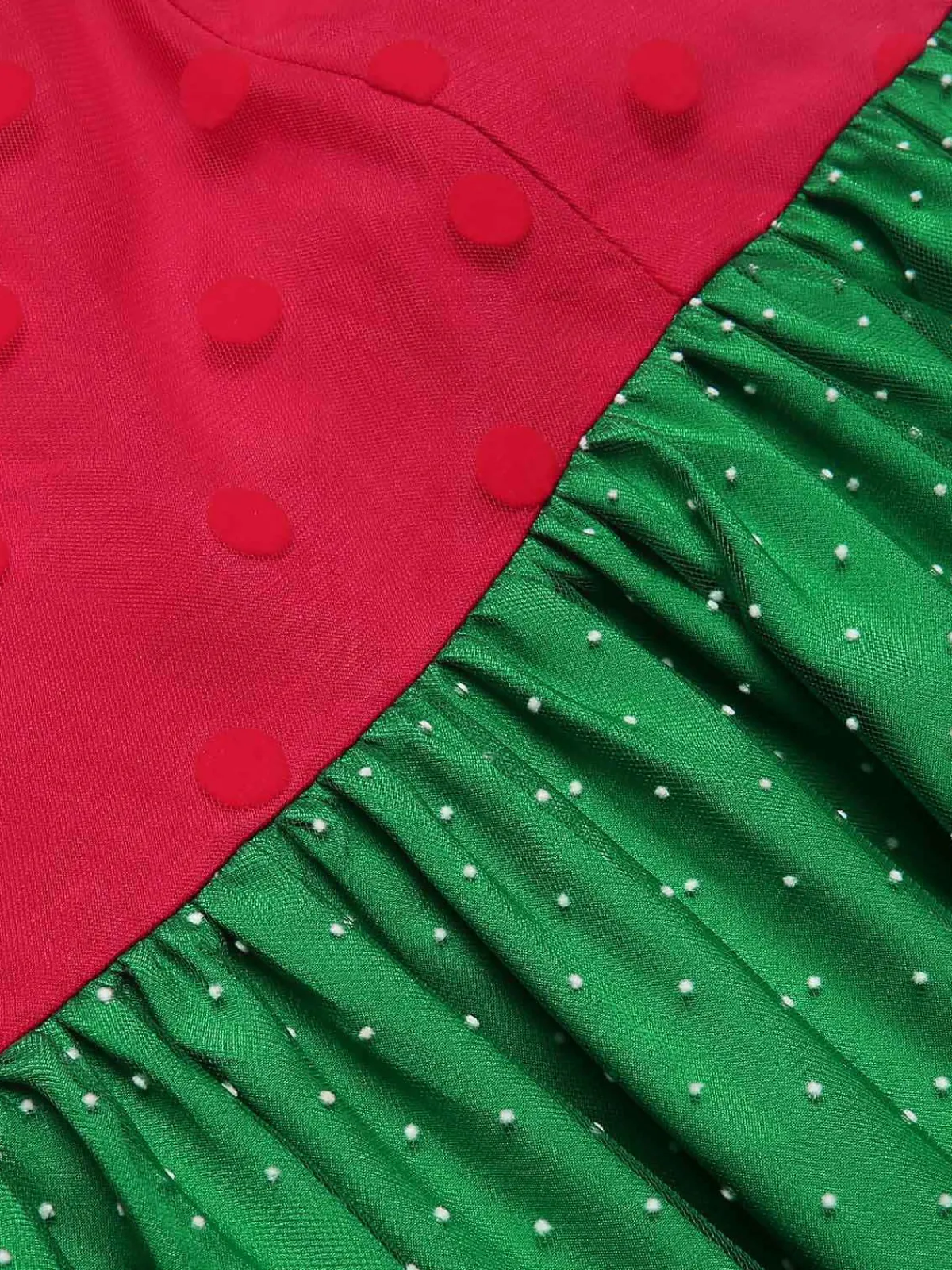 Outlet Retro Stage 1950s Christmas Polka Dots Dress Red & Green