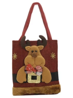 New Retro Stage Red Christmas 3D Gift Candy Handbag