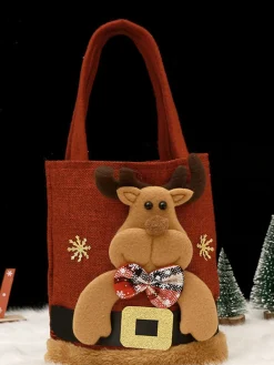 New Retro Stage Red Christmas 3D Gift Candy Handbag