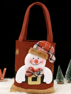 New Retro Stage Red Christmas 3D Gift Candy Handbag