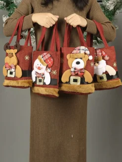 New Retro Stage Red Christmas 3D Gift Candy Handbag