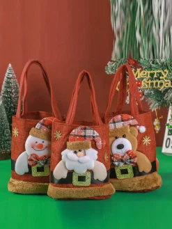 New Retro Stage Red Christmas 3D Gift Candy Handbag