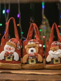 New Retro Stage Red Christmas 3D Gift Candy Handbag