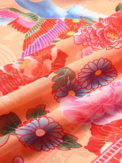 Online Retro Stage Red Floral Bohemian Lace-Up Cover Up
