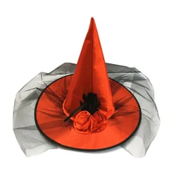 Outlet Retro Stage Red Halloween Witch Hat With Veil