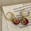 Online Retro Stage Red Pomegranate Charm Earrings