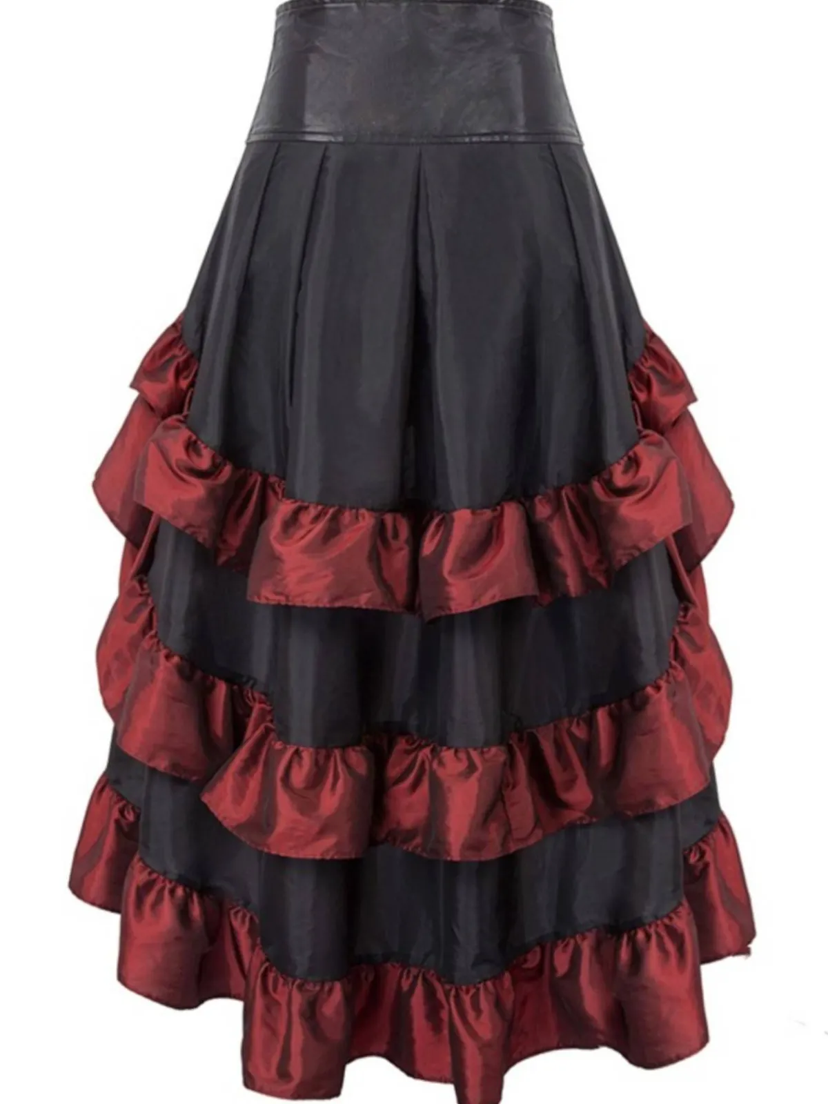Outlet Retro Stage Red Ruffle Patchwork Irregular Skirt