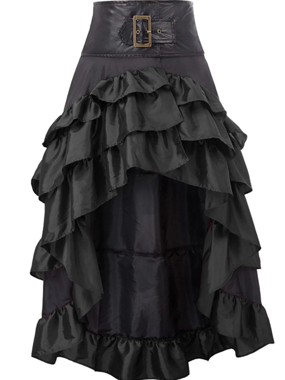 Outlet Retro Stage Red Ruffle Patchwork Irregular Skirt