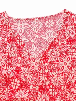 Best Retro Stage 1940s Boho Floral Wrap Dress Red