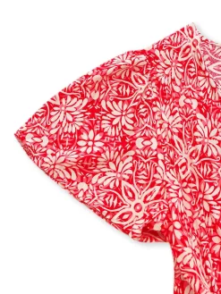 Best Retro Stage 1940s Boho Floral Wrap Dress Red