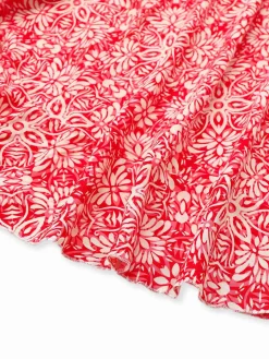 Best Retro Stage 1940s Boho Floral Wrap Dress Red