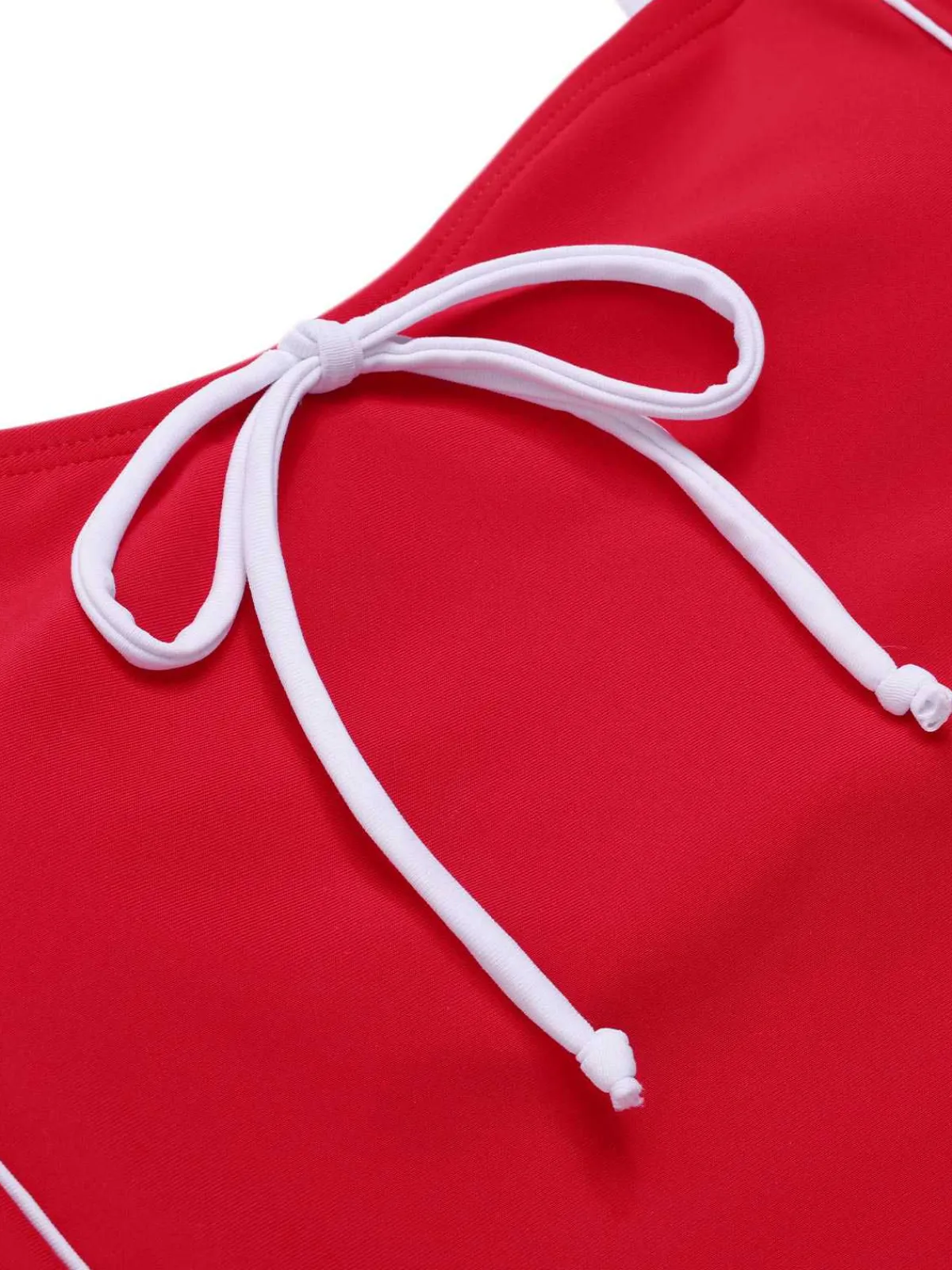 Hot Retro Stage 1940s Bow Straps One-Piece Swimsuit Red
