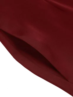 New Retro Stage Red 1950s Button Wide leg Pants Burgundy