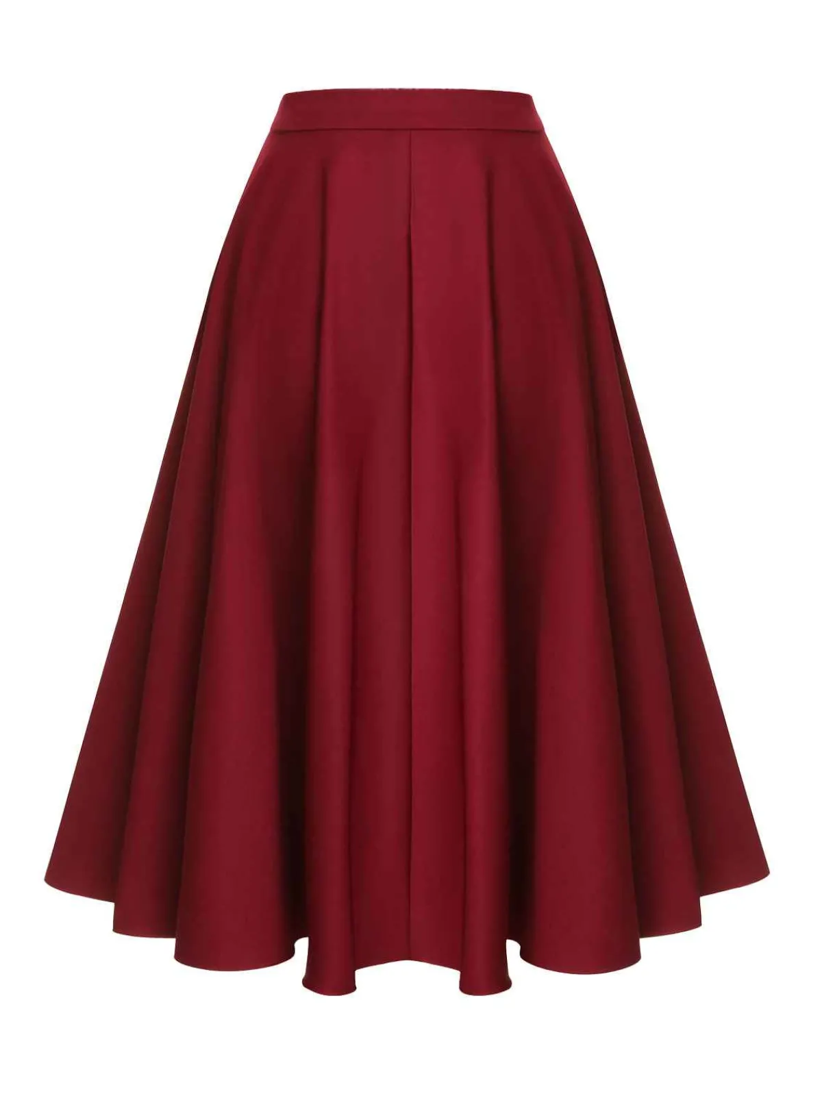 Fashion Retro Stage 1940s Buttoned Solid Skirt Red