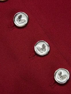 Fashion Retro Stage 1940s Buttoned Solid Skirt Red